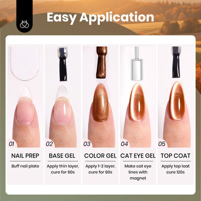 Beetles Gel Polish Golden Mirage Cat Eye Set – 6 Magnetic Colors for DIY or Salon Nails