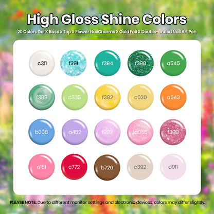 Beetles Gel Nail Polish Set – 20 Pastel Colors with Glossy & Matte Top & Base Coats