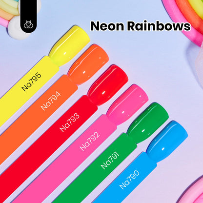 Beetles Gel Polish Neon Rainbow Set — 6 Neon Colors, HEMA-Free, 15ml, Soak-Off UV/LED
