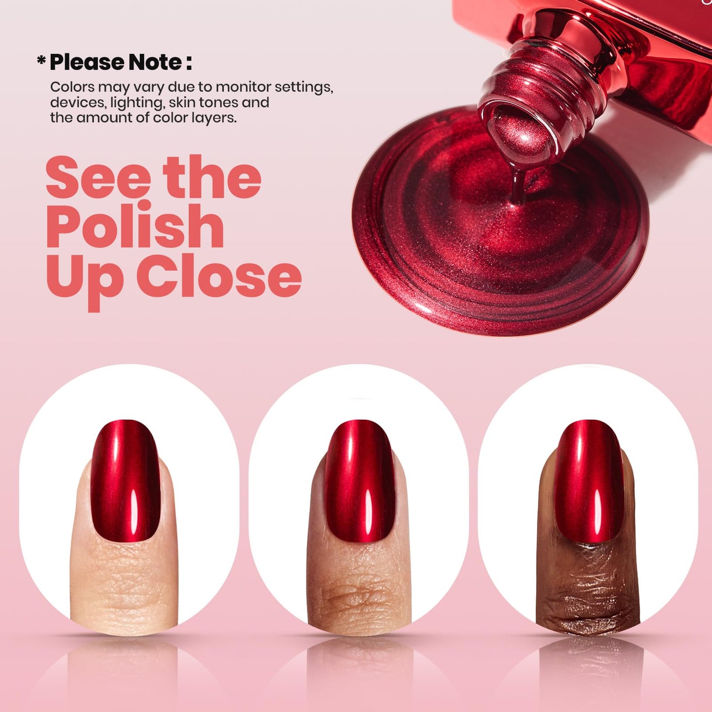 Beetles Red Chrome Nail Polish - Cherry Mirror Chrome, Quick-Drying Metallic Finish