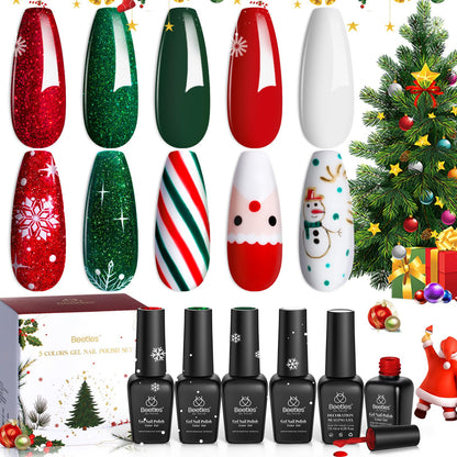 Beetles Gel Polish Set - Stain Carol Collection Holiday Nail Kit + Strengthener
