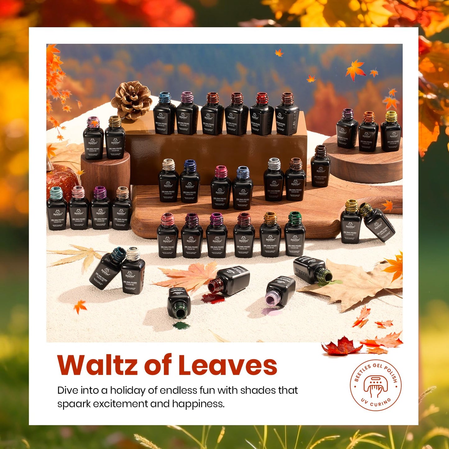 Beetles Gel Polish Set – Waltz of Leaves Collection (36 Colors) + Base & Top Coats