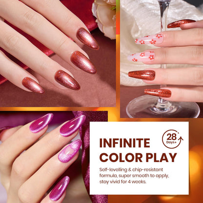 Beetles Gel Nail Polish Set – Opulent Glow Cat Eye, 20 Colors for DIY Manicures