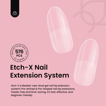 Beetles Gel Polish Short Oval Nail Tips – 576Pcs, 12 Sizes, Pre-Shaped Half-Matte Gelly Tips for DIY Gel Nails