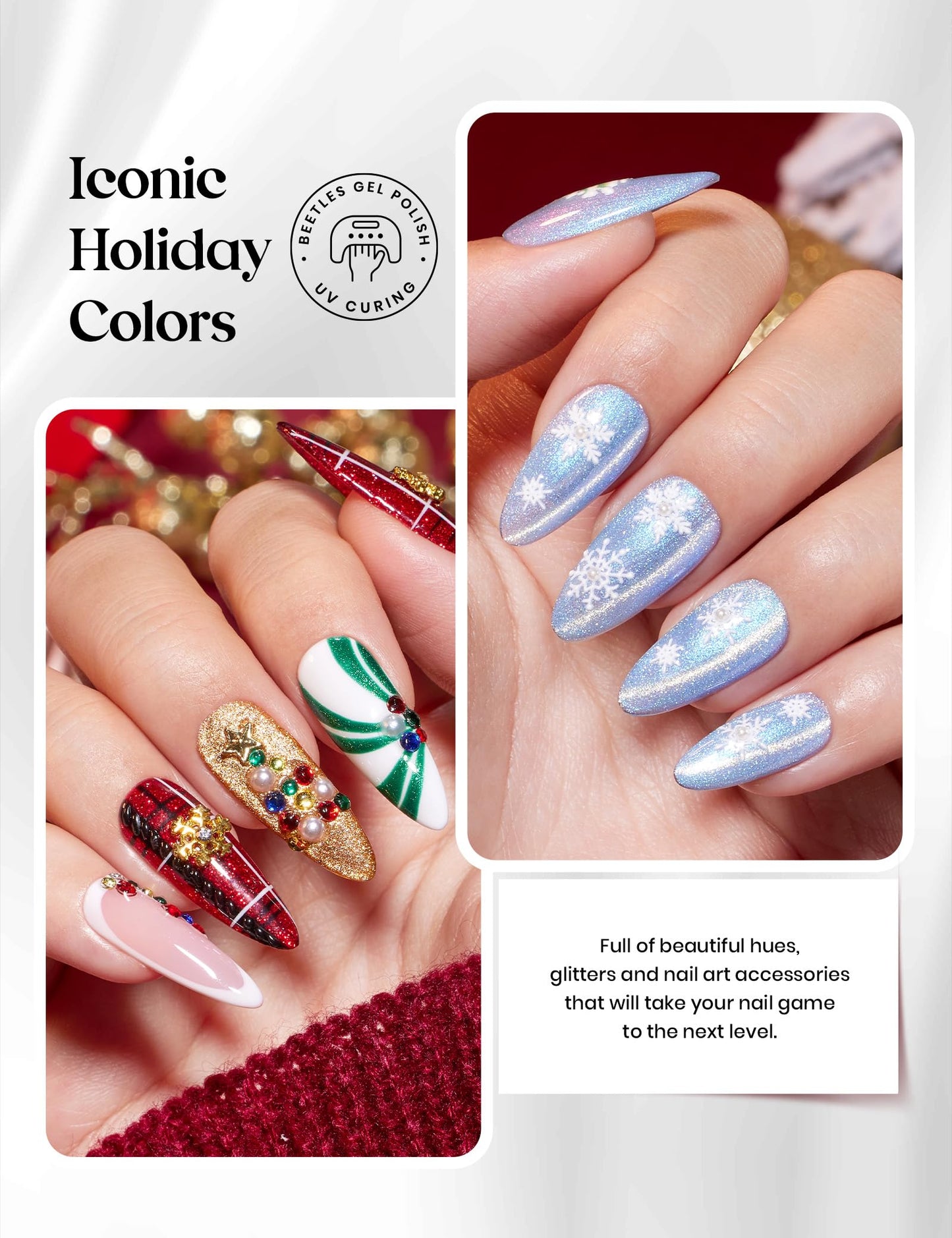 Beetles Gel Polish Merry Glitzmas Gift Box 2025 – Festive Nail Art Set with Mini LED Lamp
