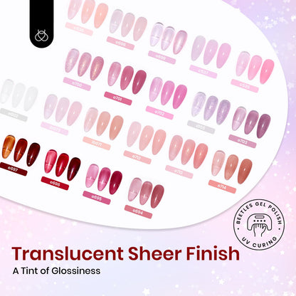 Beetles Jelly Gel Nail Polish Set – 25Pcs, 20 Colors, Soak-Off UV Gel Kit + Base Coat, Top Coats, Pearls