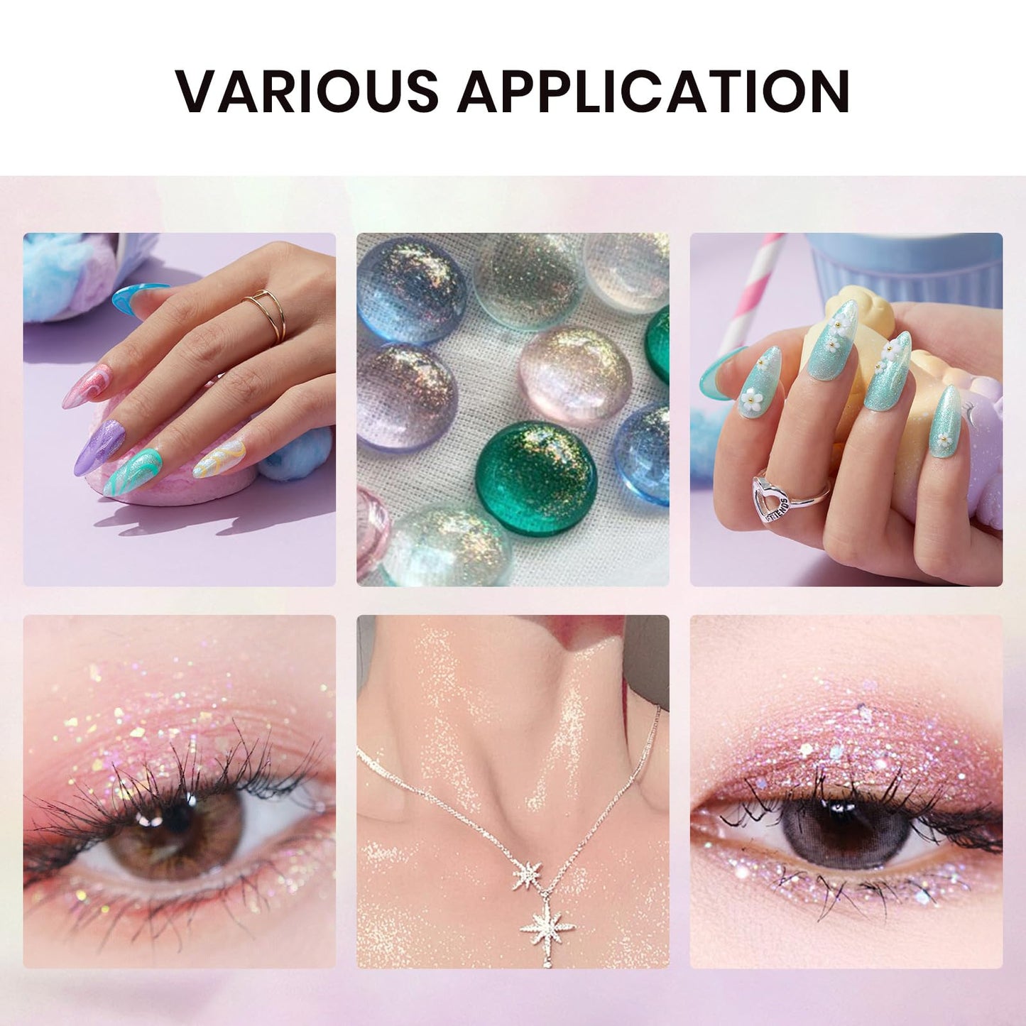 Beetles Glitter Gel Nail Polish Set – 6 Shimmering Colors for DIY Manicure, UV/LED Soak-Off