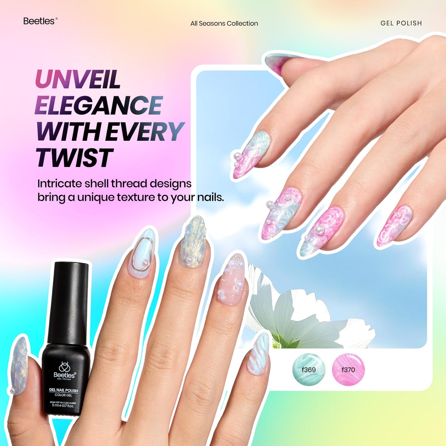 Beetles Spring Gel Nail Polish Set – 53 Pcs, 48 Colors, Base & Top Coats, Nail Magnetic