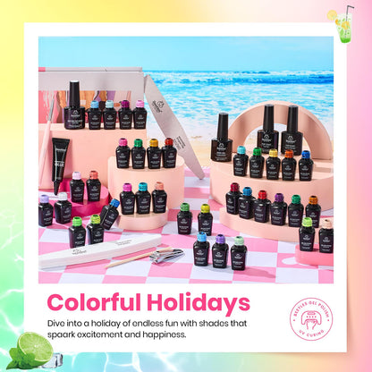 Beetles Spring Gel Polish Set – 36 Colors Pastel Neon UV Gel Nail Polish with Base & Top Coats