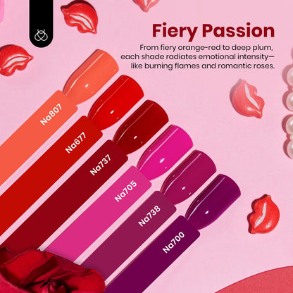 Beetles Red Pink Gel Polish Set - 6 HEMA-Free Colors, 15ml UV LED