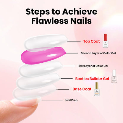 Beetles HEMA Free Builder Gel + No-Wipe Top Coat Set – Safe, High-Gloss Gel Nails