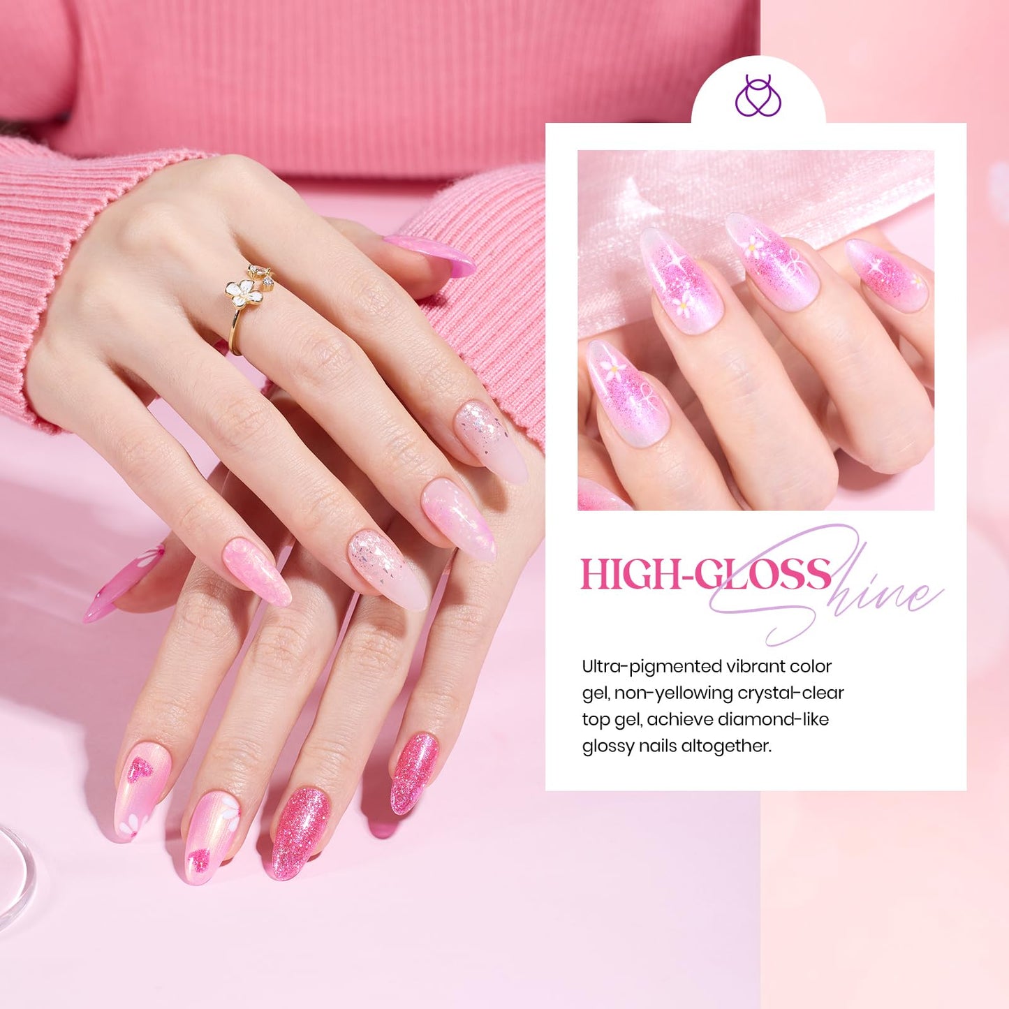 Beetles Gel Polish Set – 6 Pink Shades with Glitter & Shine | DIY Home Salon
