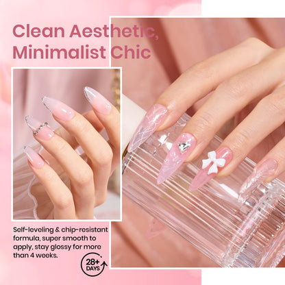 Beetles Pink Gel Nail Polish Set - 8 Nude Pink Jelly Shades for French Nails & Nail Art