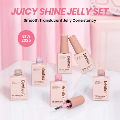 Beetles Jelly Gel Nail Polish Set – Ballet Dress 6-Color Milky Pink Nude Jelly Gel Kit | Soak Off UV