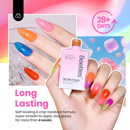 Beetles Jelly Gel Nail Polish Set – 6 Neon Colors, HEMA Free, 15ML