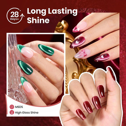 Beetles Jewel Parade Cat Eye Gel Nail Polish Set – 6 Color Magnetic Glitter Kit for UV/LED