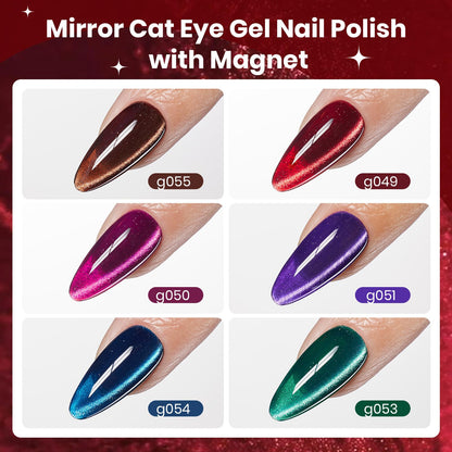 Beetles Jewel Parade Cat Eye Gel Nail Polish Set – 6 Color Magnetic Glitter Kit for UV/LED