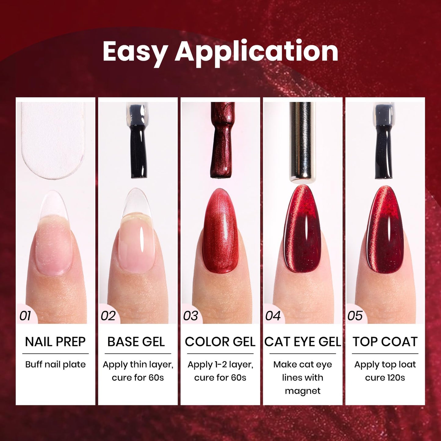Beetles Jewel Parade Cat Eye Gel Nail Polish Set – 6 Color Magnetic Glitter Kit for UV/LED