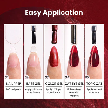 Beetles Jewel Parade Cat Eye Gel Nail Polish Set – 6 Color Magnetic Glitter Kit for UV/LED