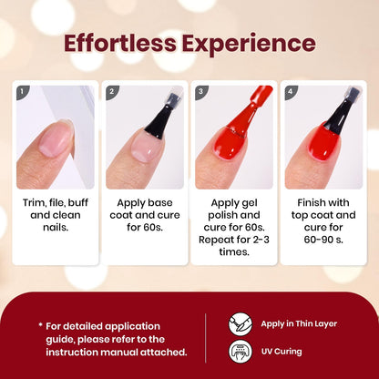 Beetles Gel Polish Set – Snowlit Scarlet New Year 6-Color Holiday Kit (Soak-Off UV)