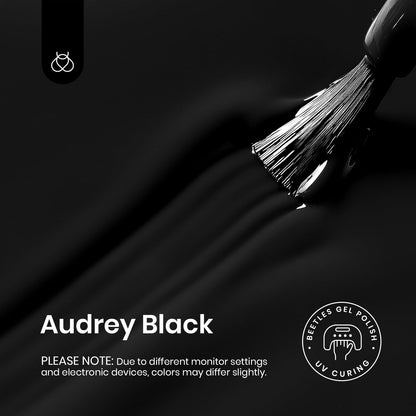 Beetles Gel Polish 3-Piece Set: No-Wipe Top Coat, Base Coat & Audrey Black – 28+ Day Shine