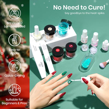 Beetles Christmas Dip Powder Nail Kit – 4 Winter Colors + Liquid Set & Tools for Easy DIY Manicure