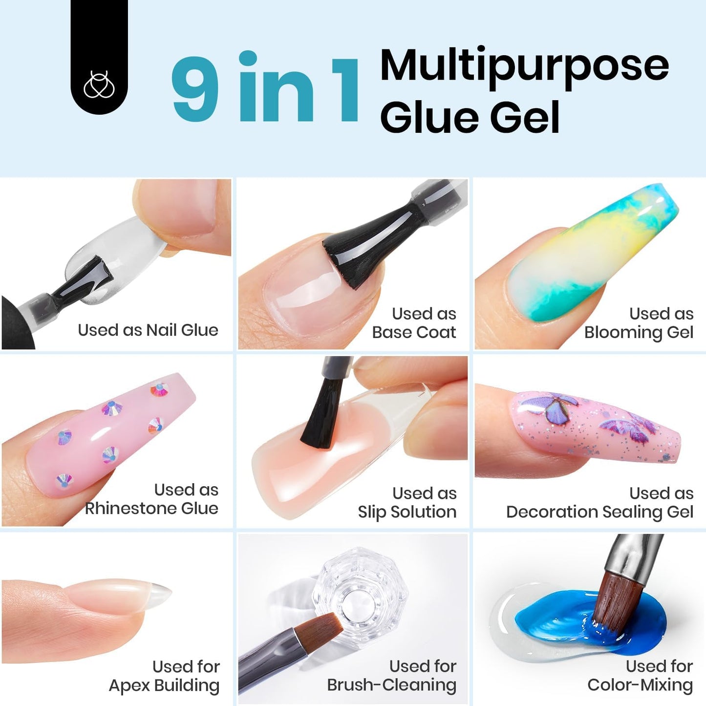 Beetles Gel Nail Kit Coffin 504Pcs – 5-in-1 Base Gel + UV LED Lamp for DIY Nails