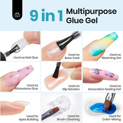 Beetles Gel Nail Kit Coffin 504Pcs – 5-in-1 Base Gel + UV LED Lamp for DIY Nails