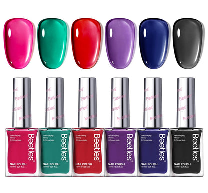 Beetles Gel Nail Polish Set – 6 Quick-Dry Jelly Colors for Winter and Fall