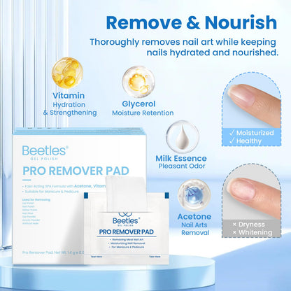 Beetles Nail Polish Remover Pads – 150 Pcs, Milk Fragrance, Portable Pro Remover Pads