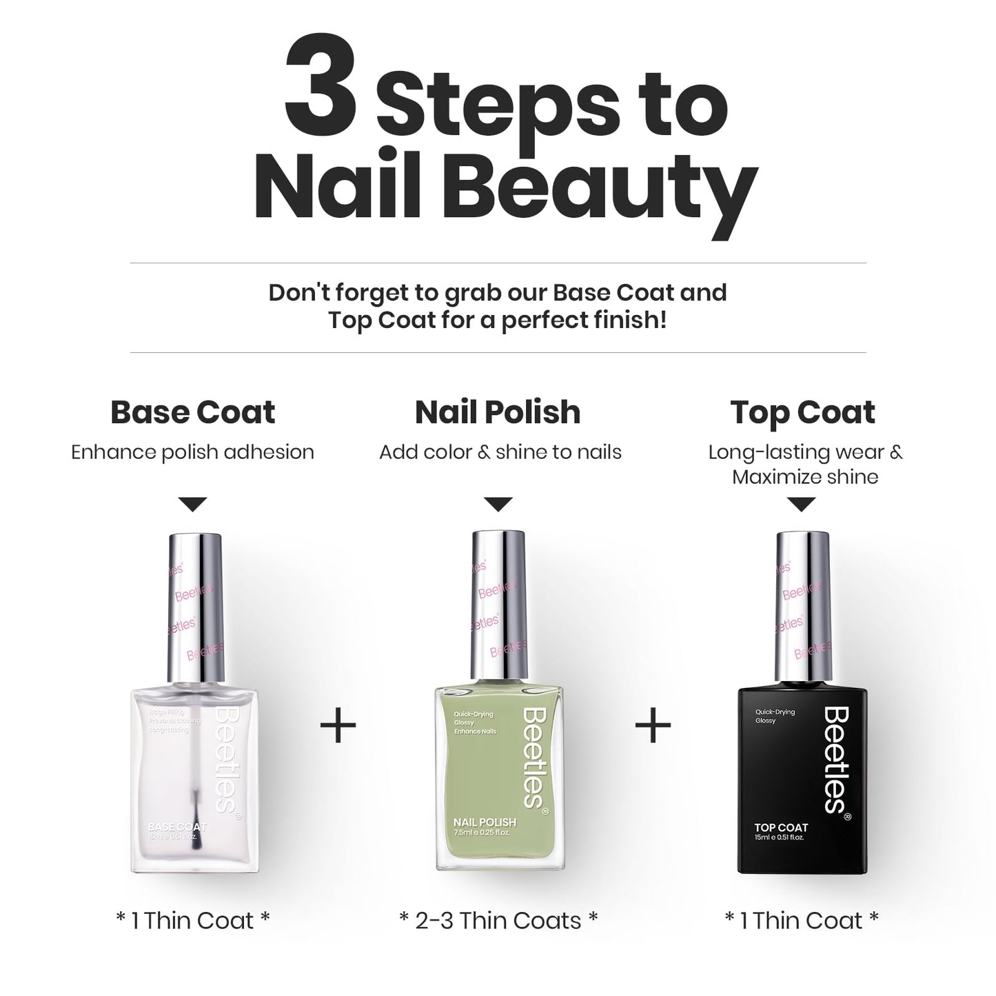 Beetles Nail Polish Set P176 – 6 Glitter Colors (Green/Nude/Pink) Fast-Drying & Long-Lasting