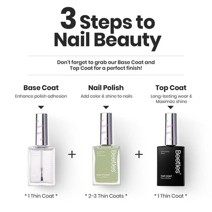 Beetles Nail Polish Set P176 – 6 Glitter Colors (Green/Nude/Pink) Fast-Drying & Long-Lasting