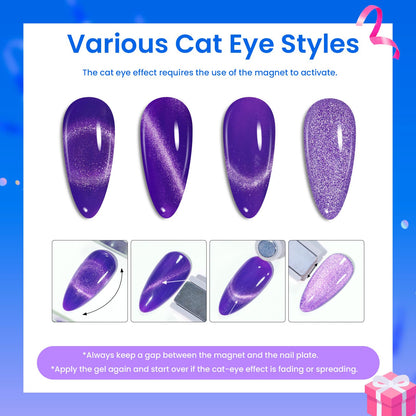 Beetles Cat Eye Gel Nail Polish Set — 20 Colors with Magnet, Base Coat, Matte & Gloss Top Coats