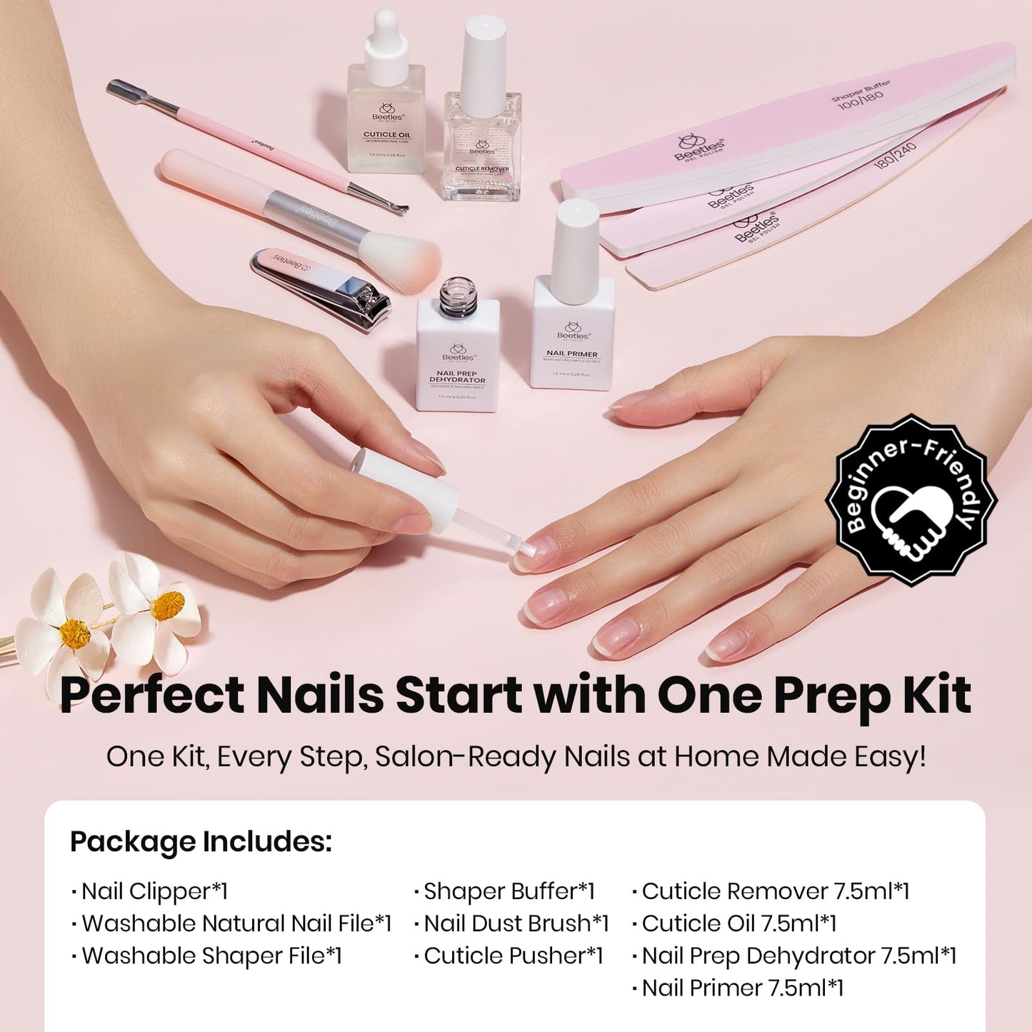 Beetles Nail Prep Kit – All-In-One 10-Tool Set with Dehydrator, Primer & Cuticle Care