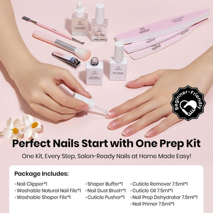 Beetles Nail Prep Kit – All-In-One 10-Tool Set with Dehydrator, Primer & Cuticle Care