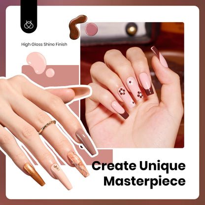 Beetles Neutral Gel Nail Polish Set – 6 Nude Shades for Home Manicures