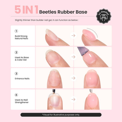 Beetles Nude Color Base Gel Nail Polish – 5-in-1 Rubber Base, 15ml, UV/LED Cure