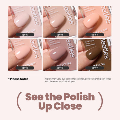 Beetles Nude Nail Polish Set (6 Pcs) – Quick-Dry Neutral Pink-Brown Shades | Salon-Quality, Coconut Mousse