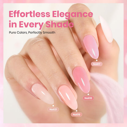 Beetles Nude Pink Gel Nail Polish Set – 6 Hema-Free Jelly Shades (15ml)