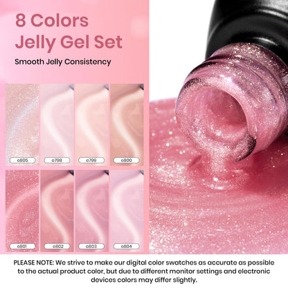 Beetles Pink Gel Nail Polish Set - 8 Nude Pink Jelly Shades for French Nails & Nail Art