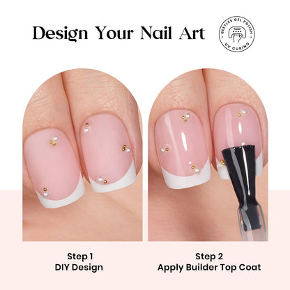 Beetles X Press Plus Gel Nails Kit – Peach French & Pink Extra Short Square Tips (210 Pcs All-in-One)
