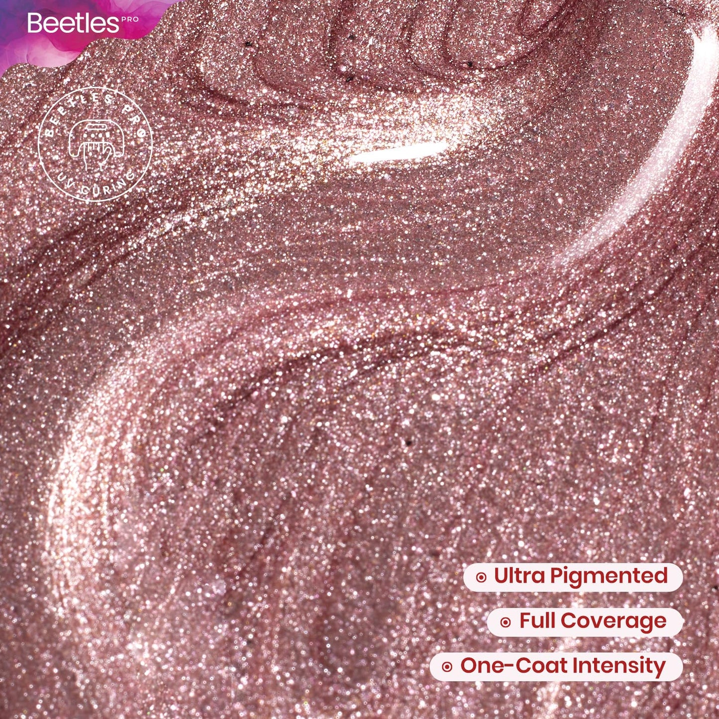 Beetles Pro Shimmer Gel Polish Existential Pink – 20ml Rose Gold Shine