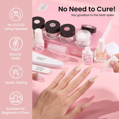 Beetles Dip Powder Nail Kit – 20 Colors Peach Brownie Collection + Electric Nail Drill
