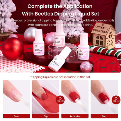 Beetles Red Dip Powder Nail Kit – 6 Red Glitter Colors, No Lamp Needed