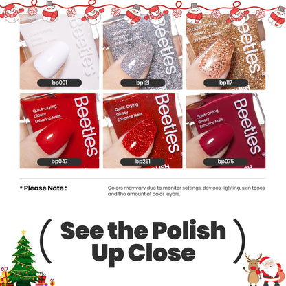 Beetles Red Nail Polish Set – Glitter Burgundy Shades | Quick Dry & Long-Lasting