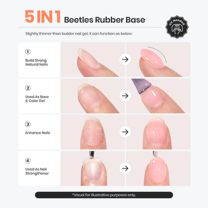 Beetles Rubber Base 15ml – Clear Builder Gel for Nail Strengthening, Thickening & Sculpting (Soak Off)