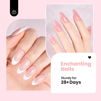 Beetles Rubber Base Gel Nail Polish – Glitter Nude Pink Builder Base Coat for Natural Nails