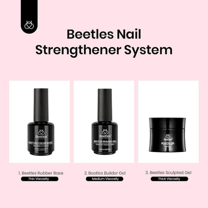 Beetles Rubber Base Gel Nail Polish – Glitter Nude Pink Builder Base Coat for Natural Nails
