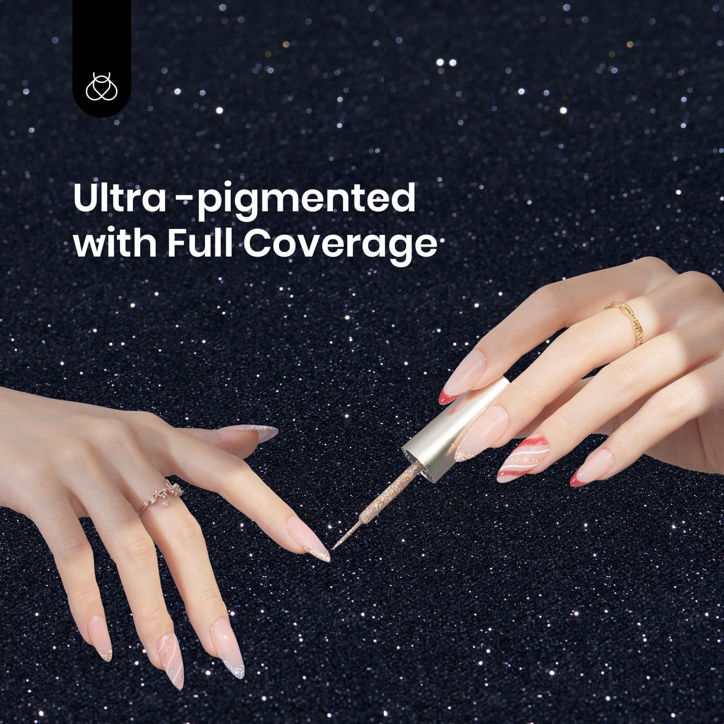 Beetles Silver & Golden Nail Art Gel Liner – 2 Pcs Reflective Glitter Gel Polish