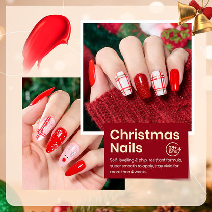 Beetles Gel Polish Set – Snowlit Scarlet New Year 6-Color Holiday Kit (Soak-Off UV)